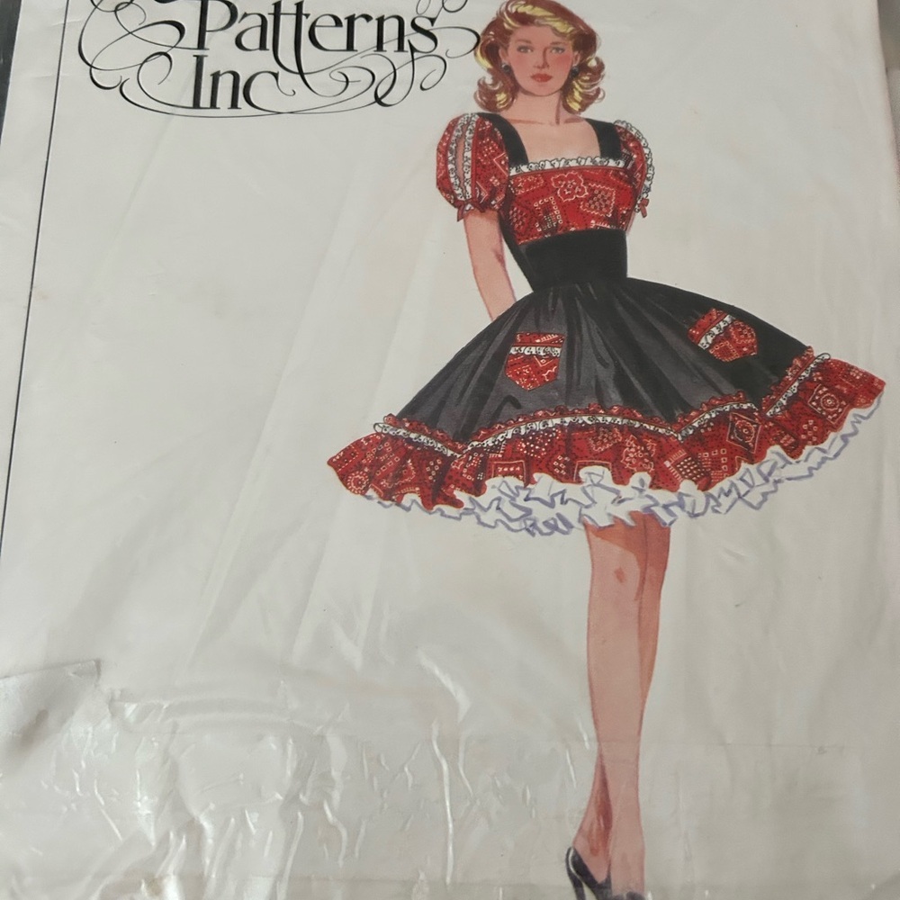 4/$100 Vintage Style Black and Red Dress sew Pattern